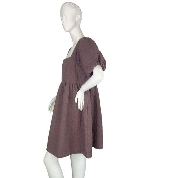 Madewell NWT Floral Quilted Puff Sleeve Mini Dress Purple Fig Multi Jacquard  L - Picture 8 of 13